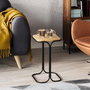 Hanah Home SHB-001-A Mesa de Centro de Madera y Metal, Negro y Natural, 30x52x30 cm